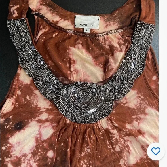 Women’s Large Upcycled Beaded Tank Top Grunge Gothic Boho‎ Cyberpunk Clubwear - Picture 8 of 16